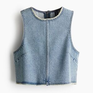 Blue Denim Sleeveless Crop Top